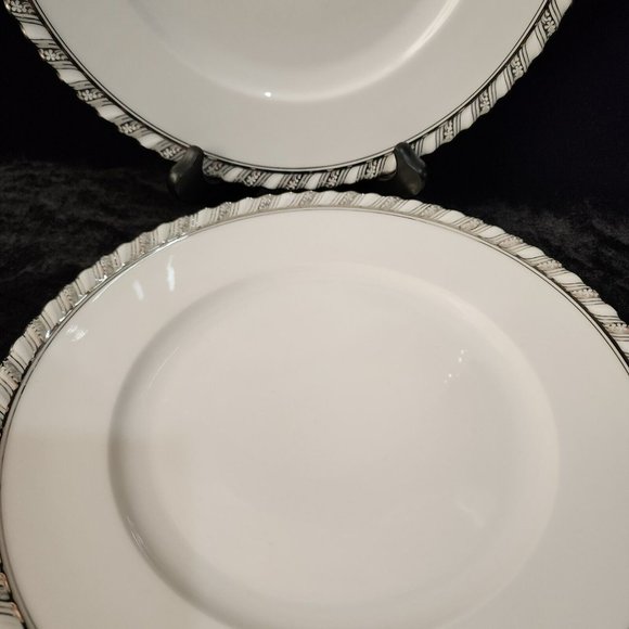 Franconia K&A Krautheim Palladina Dinner Plates set-4 vtg silver ruffled elegant - Picture 4 of 7